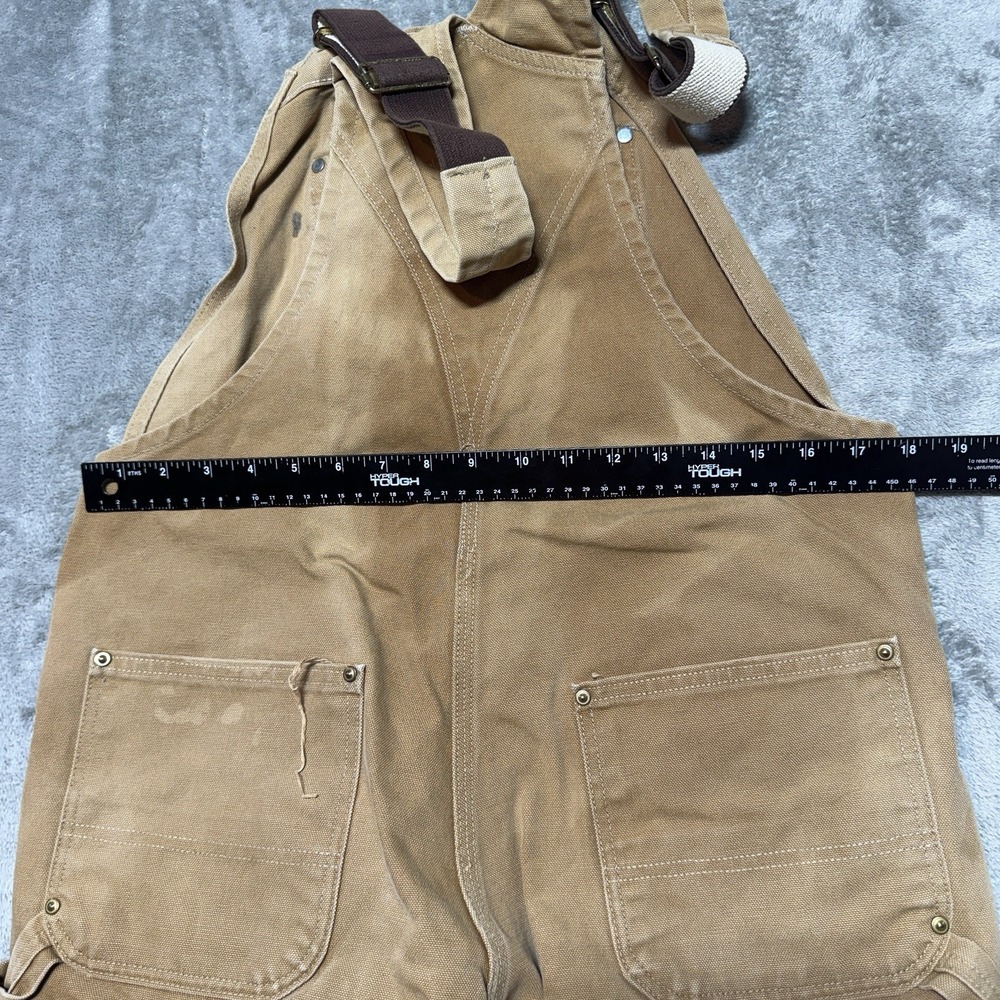 Carhartt Overalls Mens 34x32 Beige Tan Double Knee Canvas Workwear Straight Leg - Picture 11 of 12